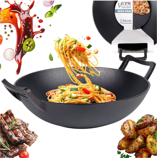 Patelnia wok Vilde Cast Line żeliwna 36 cm (5900670102330) - obraz 4
