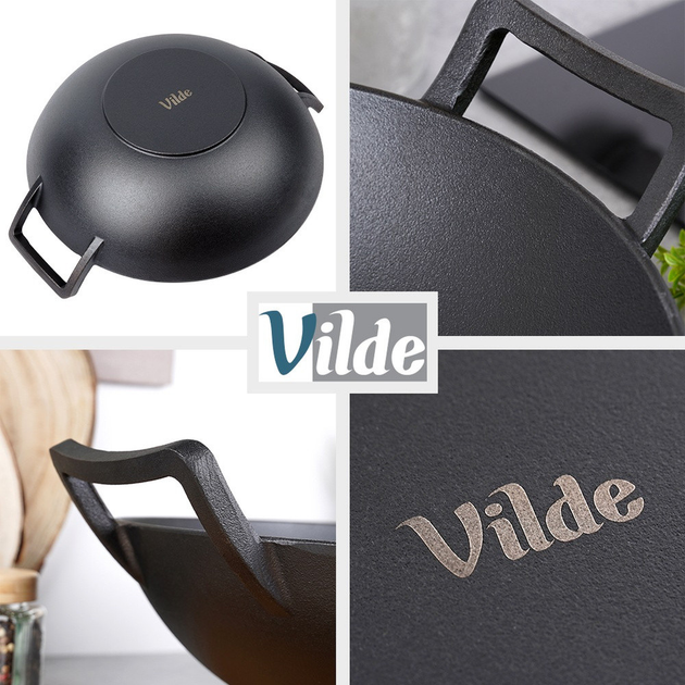 Patelnia wok Vilde Cast Line żeliwna 36 cm (5900670102330) - obraz 5