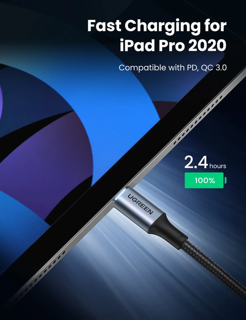 Кабель Type-C UGREEN US316 для быстрой зарядки iPhone 16 15 MacBook iPad Pro PD100W 5A 1m Black (70427) - изображение 15