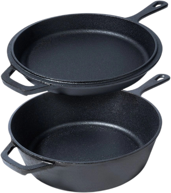 Zestaw patelni żeliwnych Vilde Cast Line Patelnia 42x27x3,5 cm + Głęboka patelnia 42x26,5x8 cm (5904316471705) - obraz 1