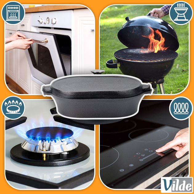 Форма для випікання Vilde Cast Line 2в1 чавунна 28x16 см (5900670102354) - зображення 8