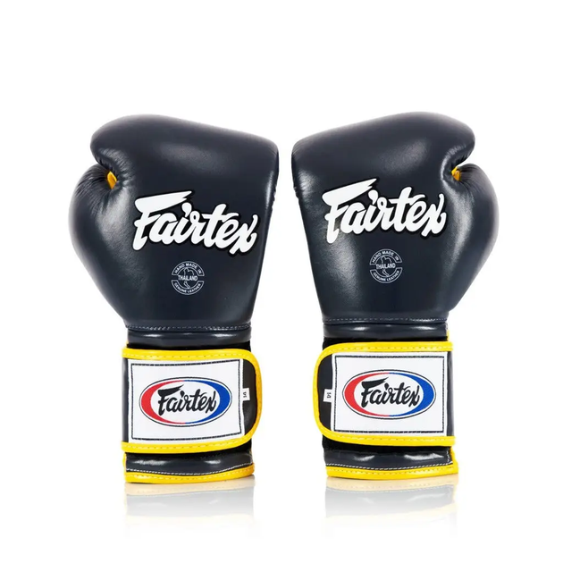 Рукавички боксерські з бинтами Fairtex Mexican BGV9 14 унцій, синьо-жовті - изображение 2