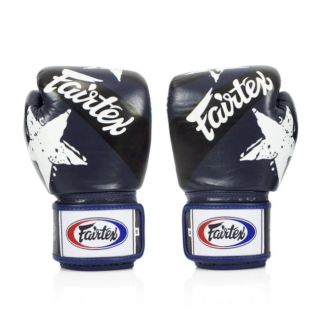 Рукавички боксерські з бинтами Fairtex BGV1 Nation Print 12 унцій, темно-сині - изображение 5