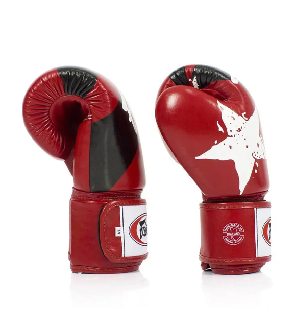 Рукавички боксерські з бинтами Fairtex BGV1 Nation Print 12 унцій, червоні - изображение 4