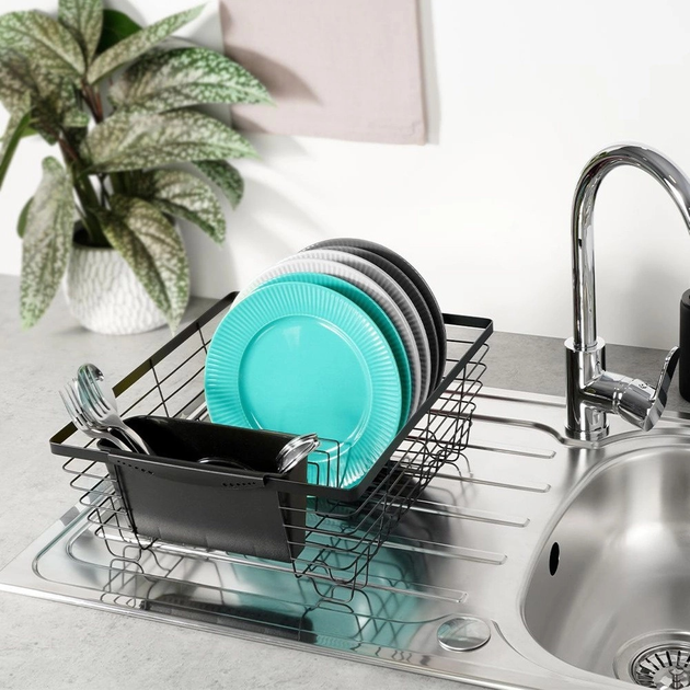 Suszarka do naczyń Vilde Czarna 36 x 30 x 14.5 cm (5907610287256) - obraz 2