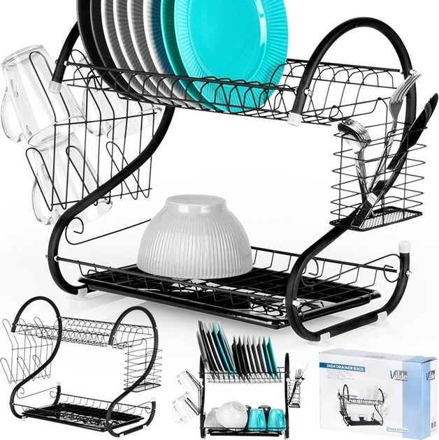 Suszarka do naczyń Vilde Czarna 52 x 24.5 x 38 cm (5904316472429) - obraz 3