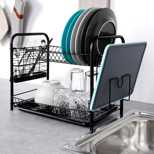 Suszarka do naczyń Vilde Czarna 51.5 x 24.5 x 33 cm (5904316465278) - obraz 4