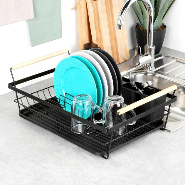 Suszarka do naczyń Vilde Czarna 50.5 x 33 x 18 cm (5904316490850) - obraz 2