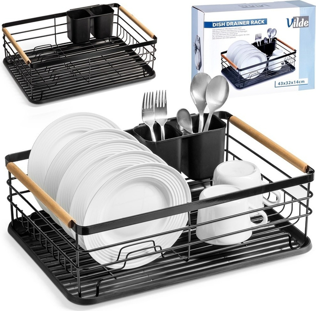 Suszarka do naczyń Vilde Czarna 43 x 32 x 14.5 cm (5907610289380) - obraz 6