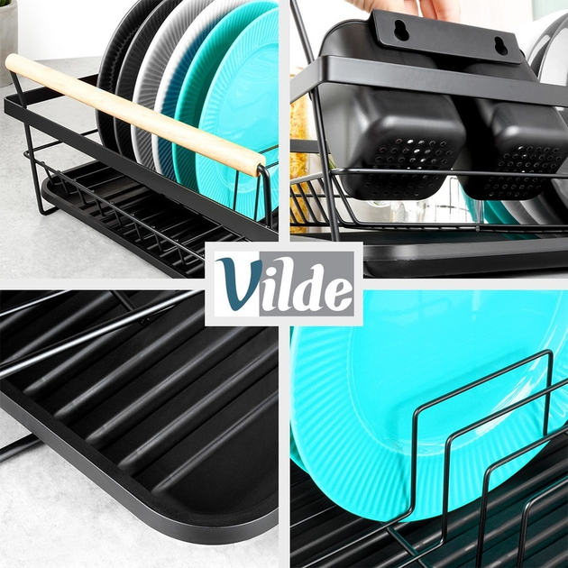 Suszarka do naczyń Vilde Czarna 45 x 33 x 18 cm (5904316490843) - obraz 5