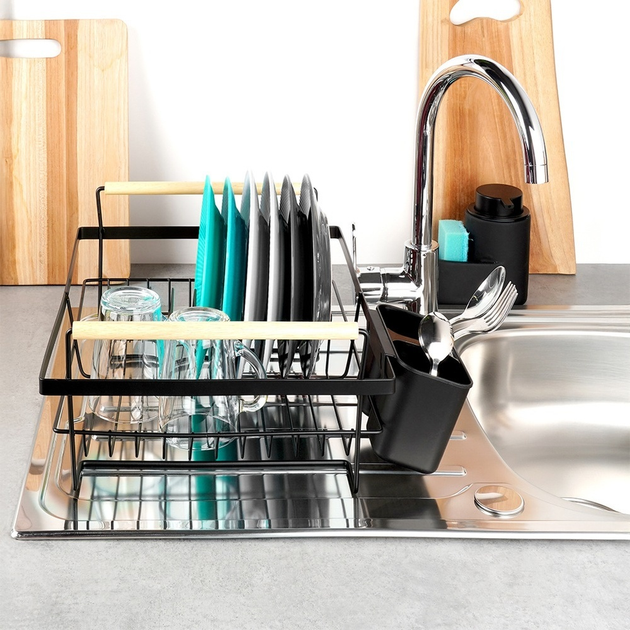 Suszarka do naczyń Vilde Czarna 45 x 33 x 18 cm (5904316490843) - obraz 6