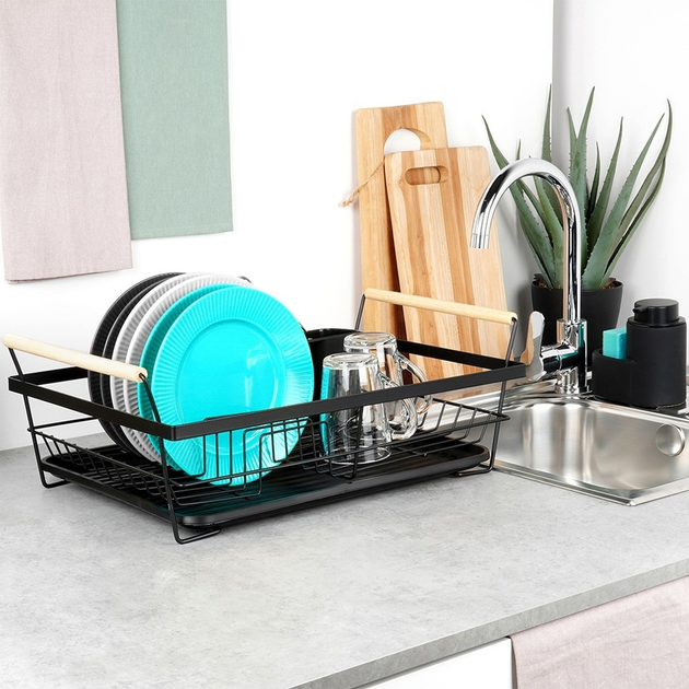 Suszarka do naczyń Vilde Czarna 50.5 x 33 x 18 cm (5904316490850) - obraz 7