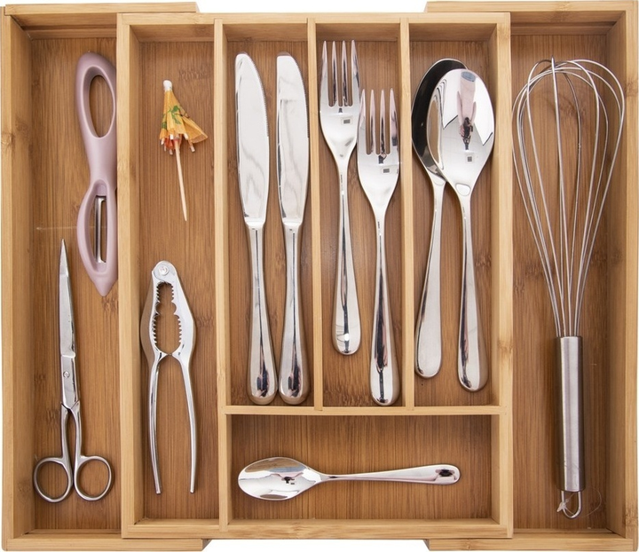 Wkład na sztućce do szuflady Orion rozsuwany bambusowy Brązowy 35.5 x 26 cm (8592381157548) - obraz 6