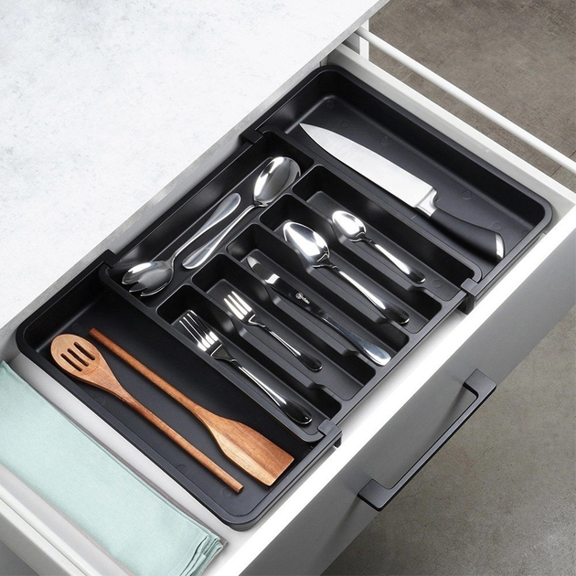 Wkład na sztućce do szuflady Vilde rozsuwany Czarny 33-56.5 x 37.5 cm (5904316476342) - obraz 6