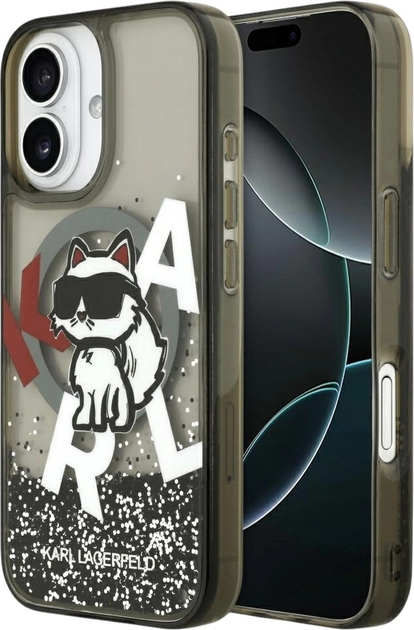 Панель Karl Lagerfeld Liquid Glitter Choupette Logo MagSafe для Apple iPhone 17 Black (3666339504830) - зображення 1