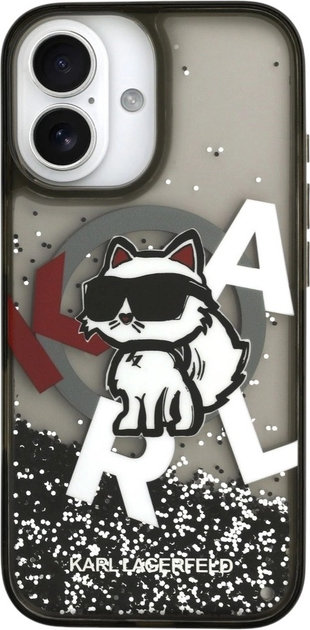 Панель Karl Lagerfeld Liquid Glitter Choupette Logo MagSafe для Apple iPhone 17 Black (3666339504830) - зображення 2