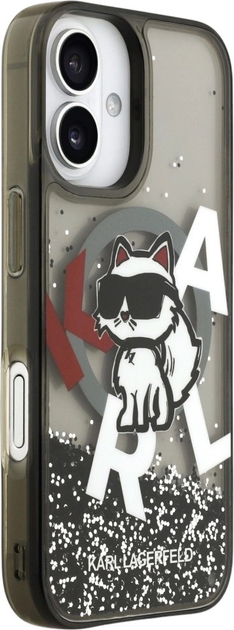 Панель Karl Lagerfeld Liquid Glitter Choupette Logo MagSafe для Apple iPhone 17 Black (3666339504830) - зображення 4