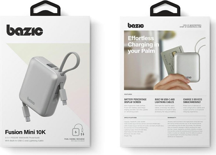 Powerbank Bazic by Energea Fusion Mini 10000 mAh 20W Silver (8885020103182) - obraz 8