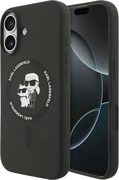 Etui Karl Lagerfeld Silicone Karl&Choupette Ring MagSafe do Apple iPhone 17 Black (3666339549534) - obraz 1