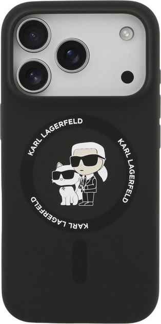 Etui Karl Lagerfeld Silicone Karl&Choupette Ring MagSafe do Apple iPhone 17 Pro Max Black (3666339549565) - obraz 2