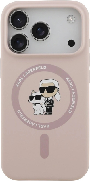 Etui Karl Lagerfeld Silicone Karl&Choupette Ring MagSafe do Apple iPhone 17 Pro Pink (3666339549435) - obraz 2