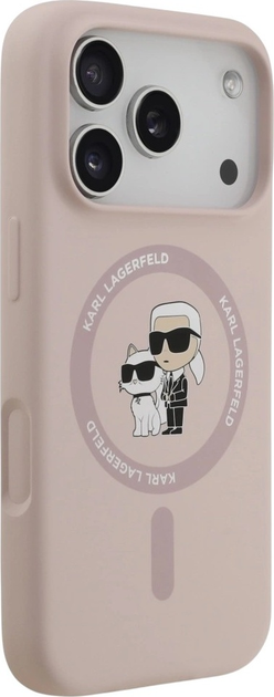 Etui Karl Lagerfeld Silicone Karl&Choupette Ring MagSafe do Apple iPhone 17 Pro Pink (3666339549435) - obraz 4