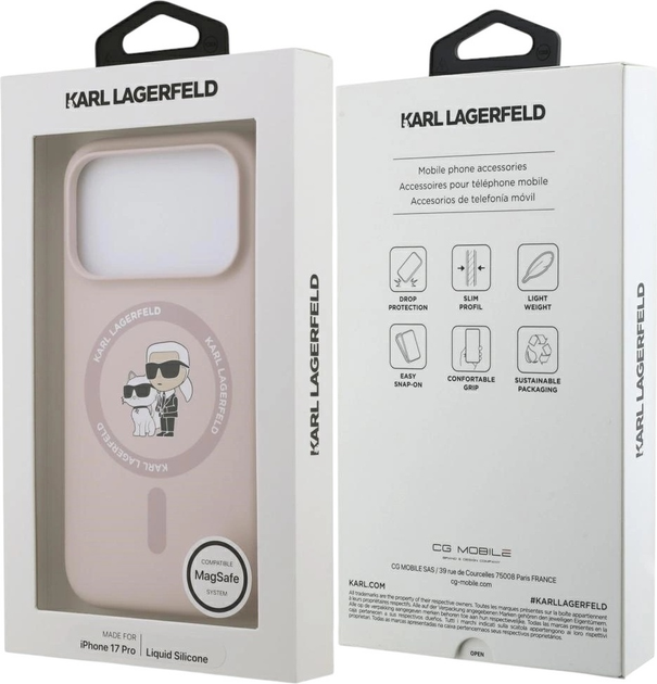 Etui Karl Lagerfeld Silicone Karl&Choupette Ring MagSafe do Apple iPhone 17 Pro Pink (3666339549435) - obraz 8