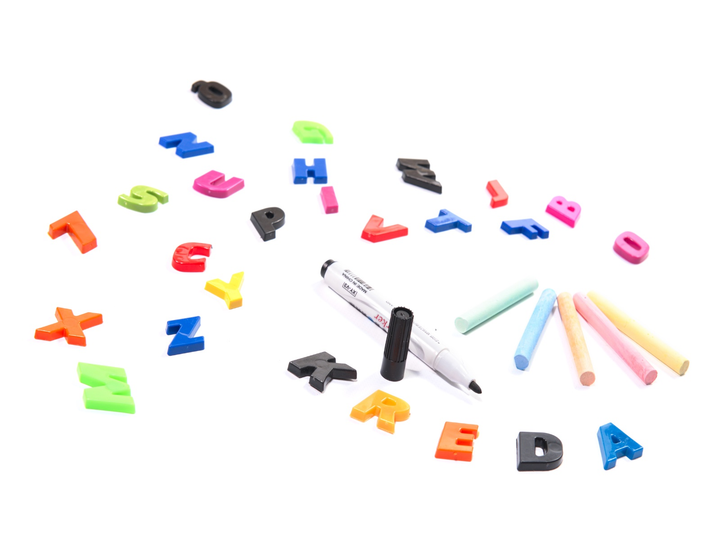 Tablica magnetyczna kredowa Ikonka dwustronna, drewniana, literki, kreda 38 x 37 x 90 cm (5903039705951) - obraz 4