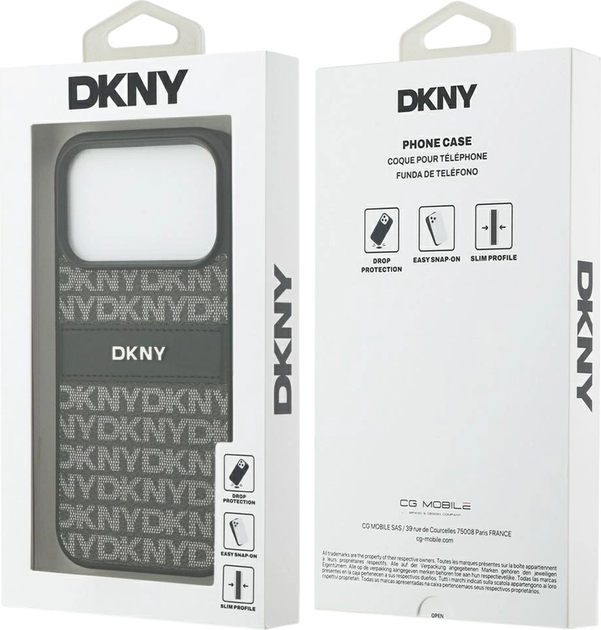 Etui DKNY Repeat Texture Pattern with Tonal Stripe do Apple iPhone 17 Pro Black (3666339545734) - obraz 8