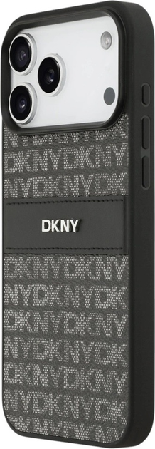 Etui DKNY Repeat Texture Pattern with Tonal Stripe do Apple iPhone 17 Pro Max Black (3666339545741) - obraz 3