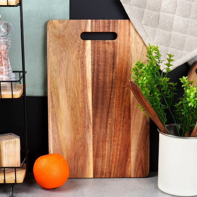 Дошка для нарізання Excellent Houseware дерев’яна Коричнева 40 x 25 см (8720573836715) - зображення 6