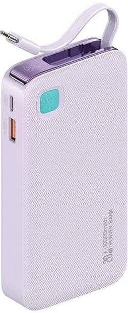 Powerbank Usams US-CD224 USB-C Retractable 10000 mAh PD 20W Purple (6958444910116) - obraz 1
