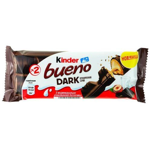 Вафли Kinder Bueno Dark (Киндер Буэно) чорный шоколад, 6 батончиков -129 г - изображение 2