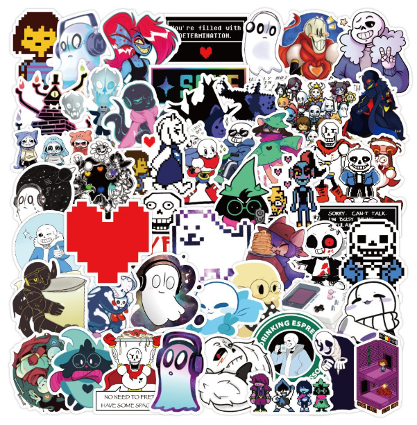 Набор наклеек Undertale Андертейл Подземная сказка 50 штук стикерпак на авто телефон ноутбук самокат гаджеты (SVS) - Фото 4 Набор наклеек Undertale Андертейл Подземная сказка 50 штук стикерпак на авто телефон ноутбук самокат гаджеты (SVS) - изображение 4