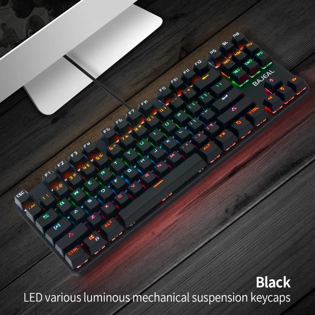 Механическая клавиатура 87 key черная с RGB-подсветкой Bajeal K100 80% Red switch игровая без цифрового блока - изображение 4