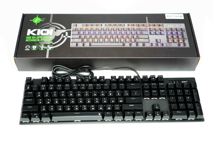 Клавіатура механічна ігрова K101 з підсвіткою RGB, дротова клавіатура для ПК і ноутбука. - Фото 1 Клавіатура механічна ігрова K101 з підсвіткою RGB, дротова клавіатура для ПК і ноутбука. - зображення 1
