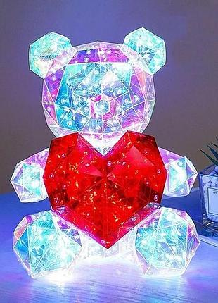 Ночник 3D Мишка с сердцем 30 × 24 см Ночник хрустальный мишка LED светильник 3D - Фото 1 Ночник 3D Мишка с сердцем 30 × 24 см Ночник хрустальный мишка LED светильник 3D - изображение 1