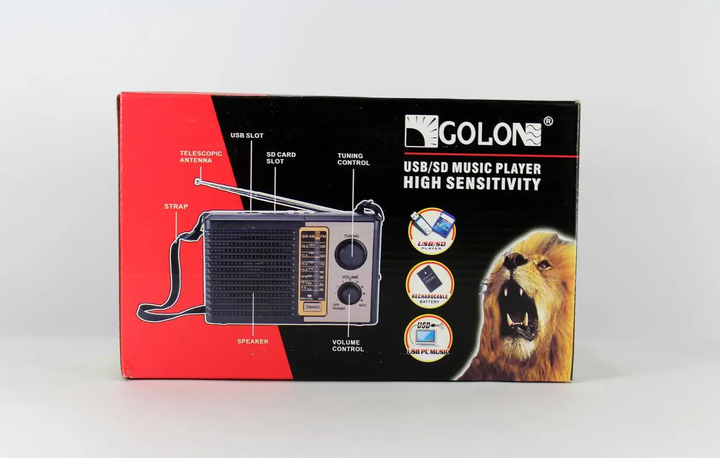 Радіоприймач Golon RX F10 портативна колонка USB/SD/MP3/FM - Фото 3 Радіоприймач Golon RX F10 портативна колонка USB/SD/MP3/FM - зображення 3