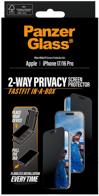 Szkło hartowane Panzer Glass FastFit Ultra-Wide Fit do Apple iPhone 17/16 Pro (5715685030529) - obraz 4