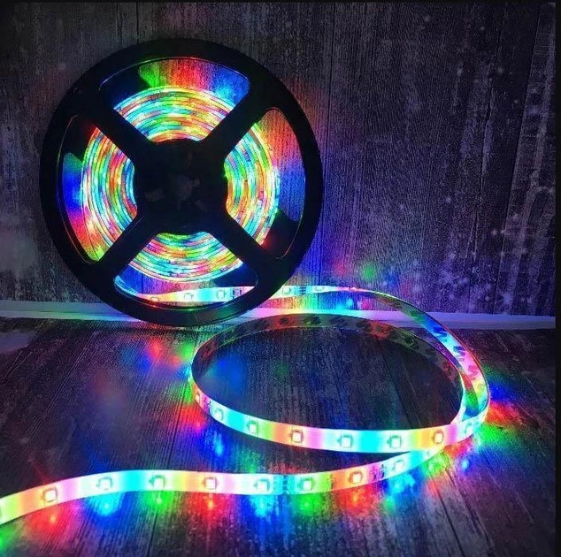 Светодиодная LED лента RGB 3528 5 метров с блоком питания и пультом ДУ - изображение 3