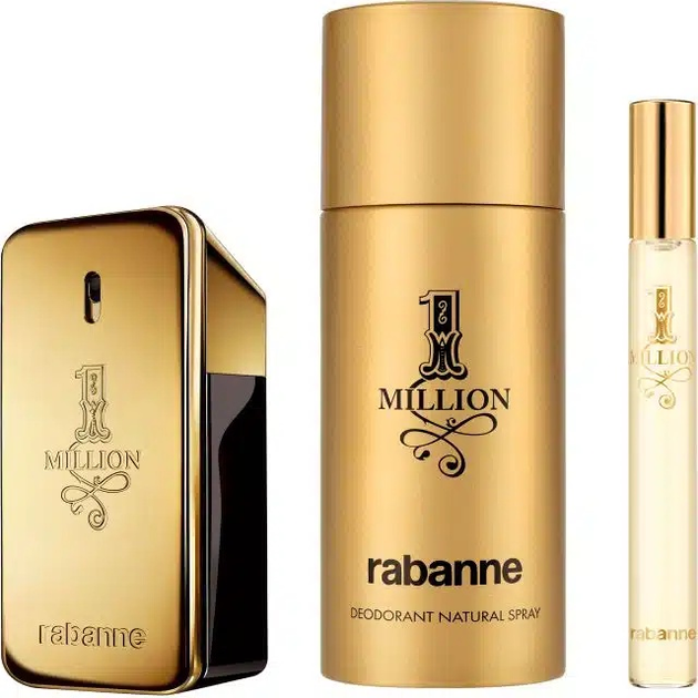 Zestaw męski Paco Rabanne 1 Million Woda toaletowa 50 ml + Dezodorant 150 ml + Miniaturka Woda toaletowa 10 ml (3349668656110) - obraz 2