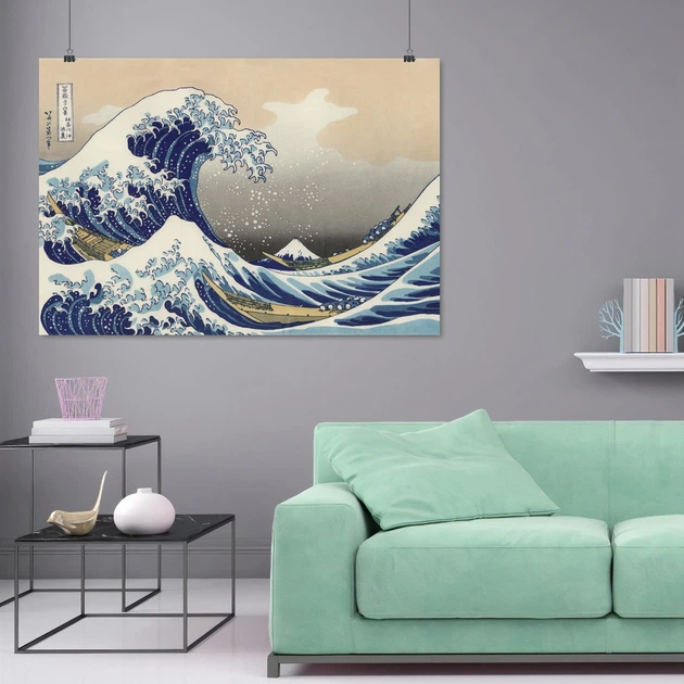 Постер Велика хвиля в Канаґаві, Хокусай, Hokusai, Great Wave off