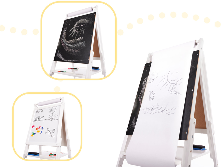 Tablica magnetyczna kredowa Ikonka dwustronna, drewniana, biała, duża XXL (5903039721944) - obraz 5