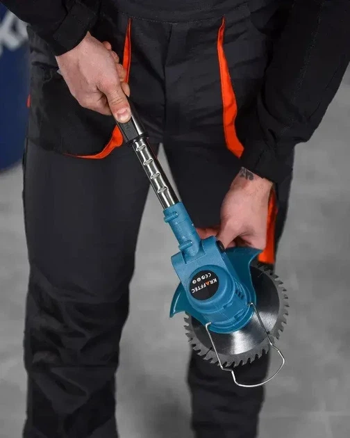Аккумуляторный триммер и кусторез Krafftec KRA-808 2в1 18V универсальный садовый набор 9415 - изображение 4