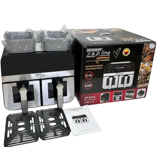Аерофритюрниця подвійна Zepline ZP-0218 2×6 л 4200 Вт антипригарне