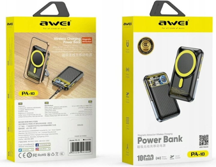 Powerbank Awei PA-10 10000mAh 20W Black (6954284023009) - obraz 2