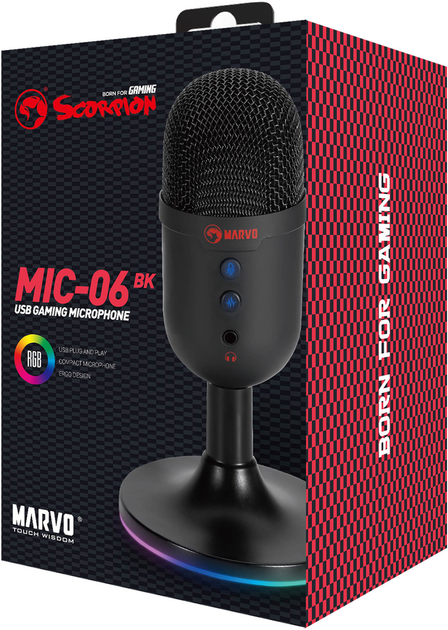 Мікрофон Marvo MIC-06 RGB USB Black (MIC-06 BK) - зображення 5