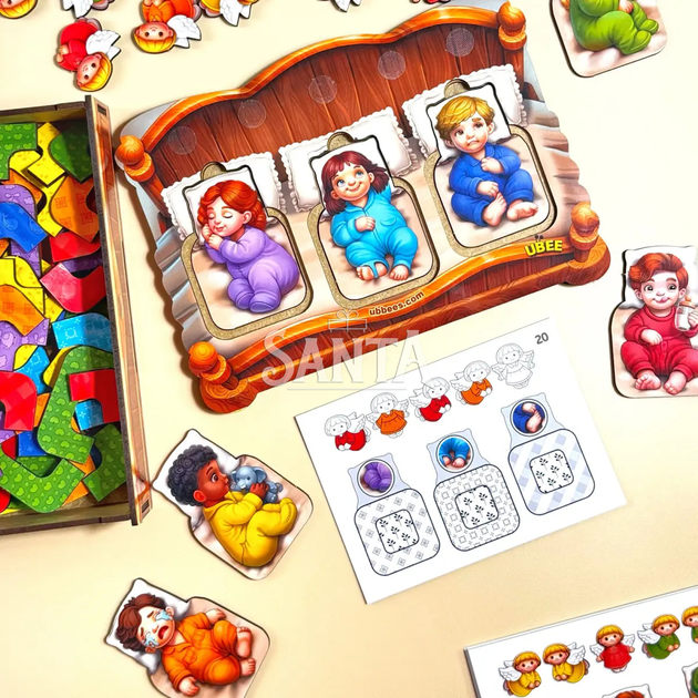 Развивающая дидактическая игра Малыши в кроватке дерево Ubee (ПСД303) - изображение 2