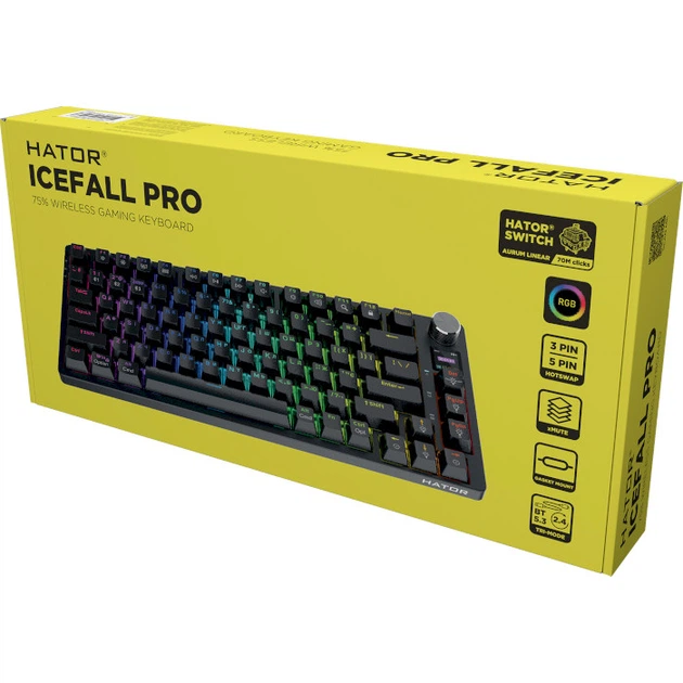 Клавіатура бездротова Hator Icefall PRO Wireless/Bluetooth/USB Black (HTK450UA) - изображение 6