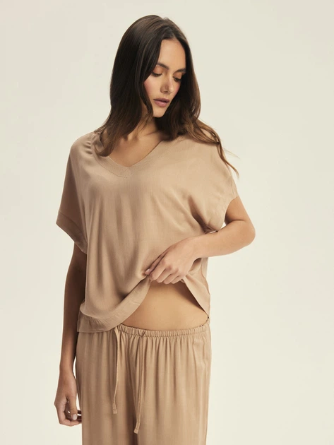 Піжама (футболка + штани) жіноча Esotiq Corenso 43825-84X L Пісочна (5903972695548) - зображення 3